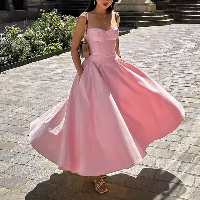 Sheer Trend - Solid Color Halter Maxi Dress