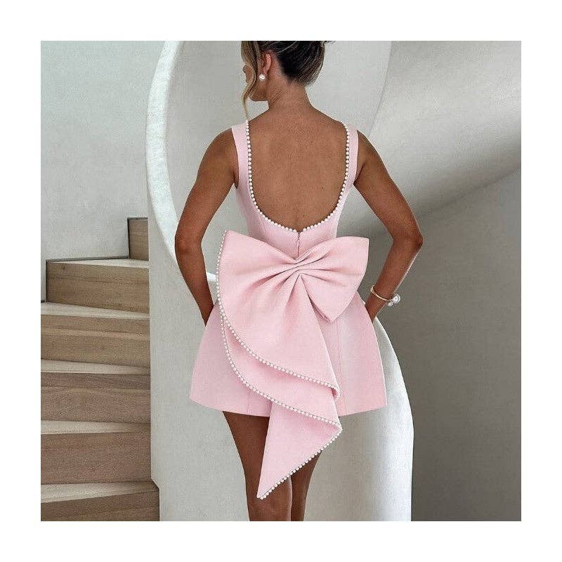 Sheer Trend - Pearl Butterfly Bow Bodycon Mini Dress