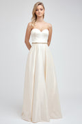 A-Line with beaded belt and pockets prom gown Champagne