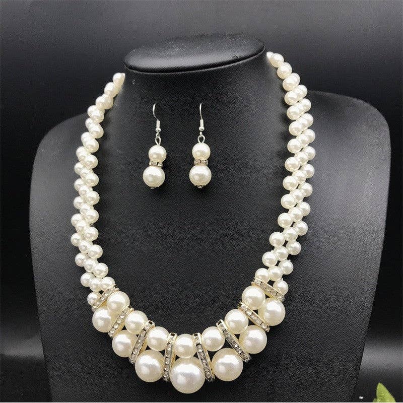 Sheer Trend - Imitated Pearl Simple Elegant Necklace Set