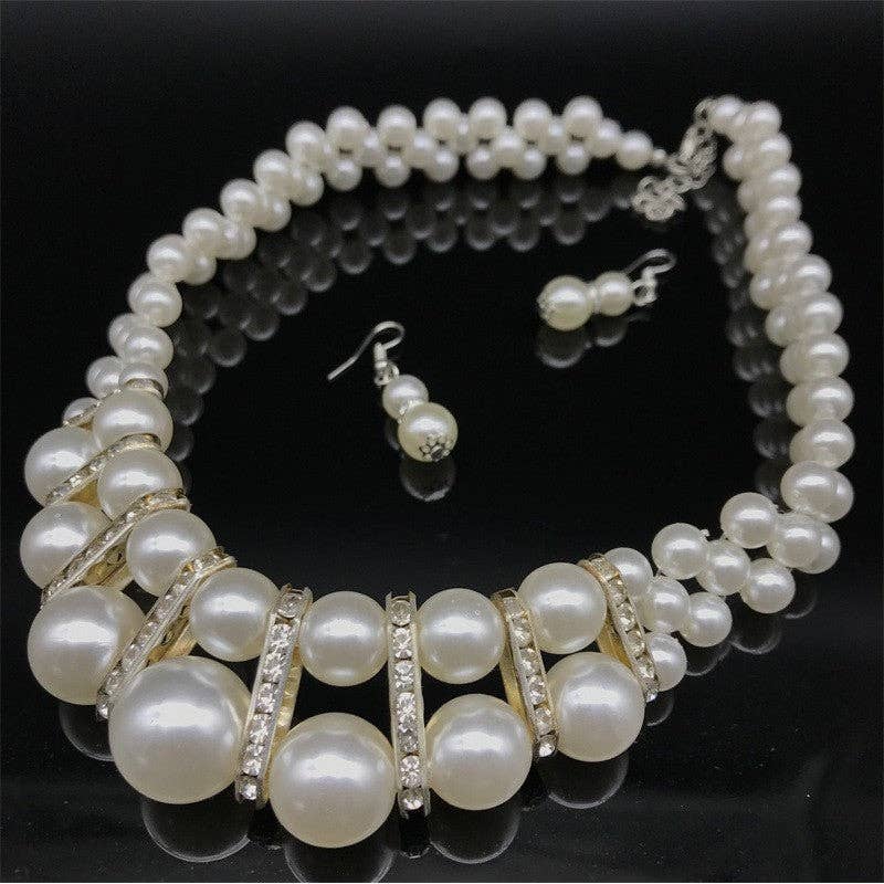 Sheer Trend - Imitated Pearl Simple Elegant Necklace Set