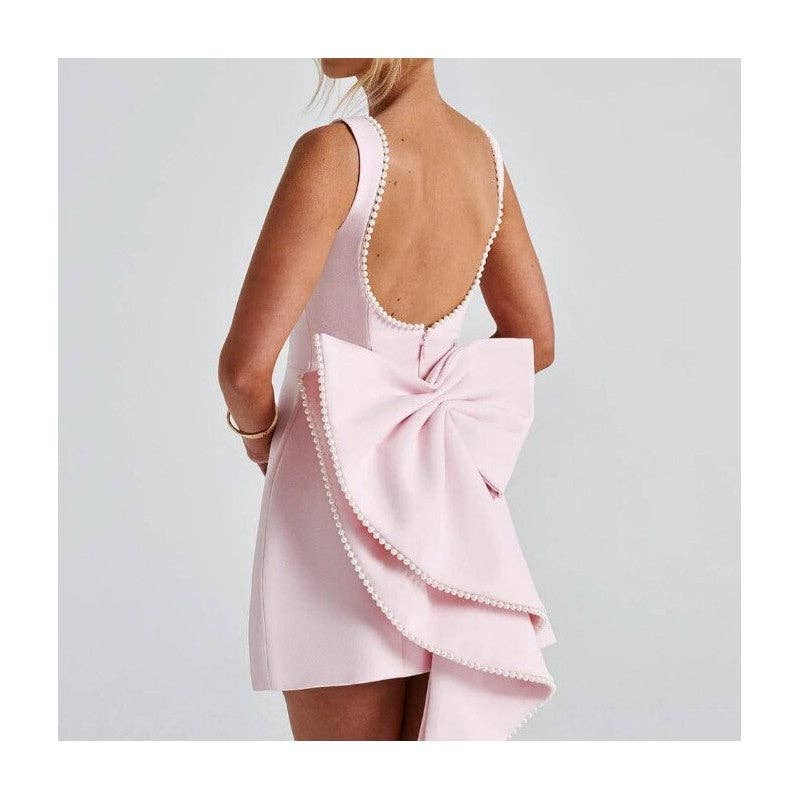 Sheer Trend - Pearl Butterfly Bow Bodycon Mini Dress