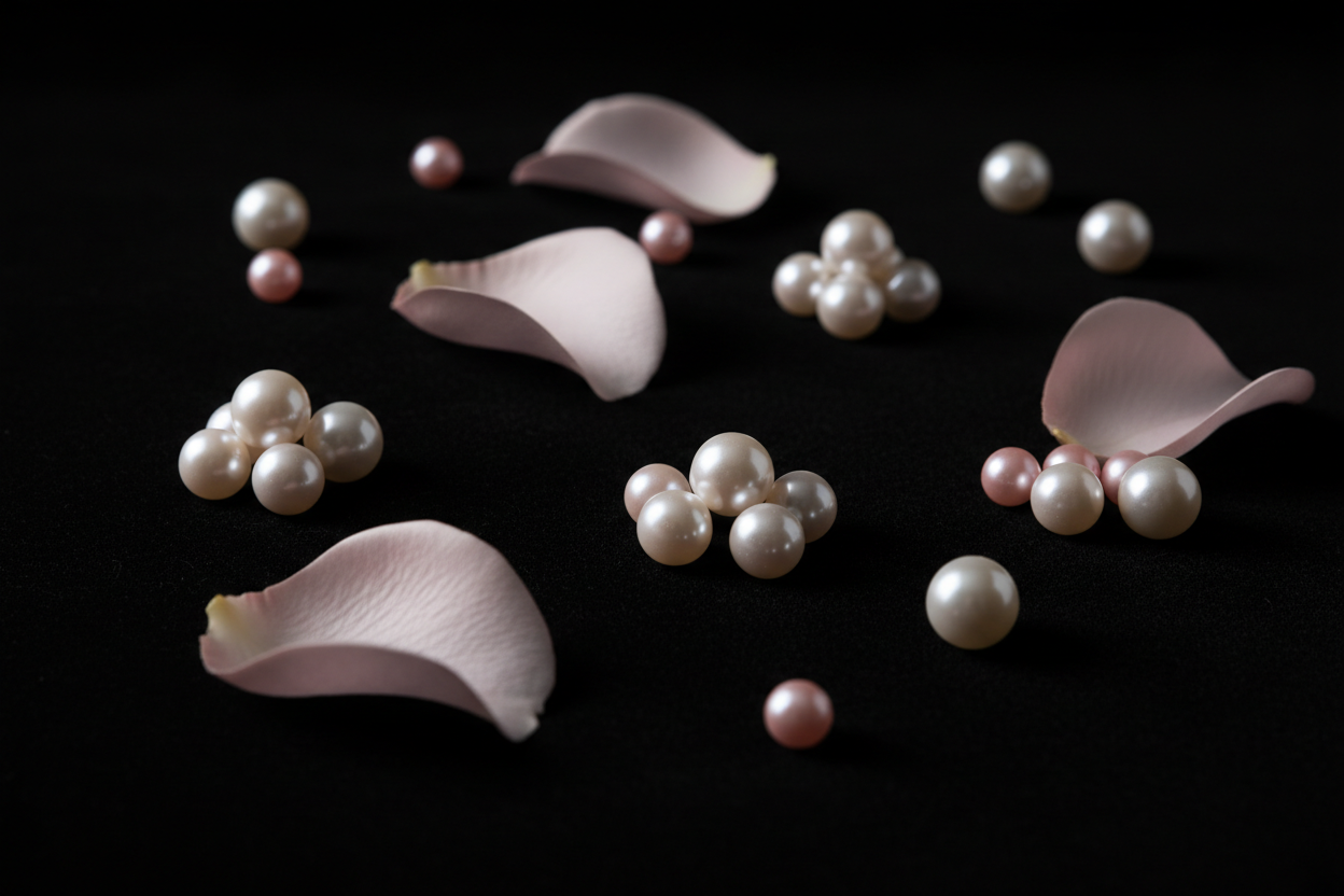 black with pearls and some pink