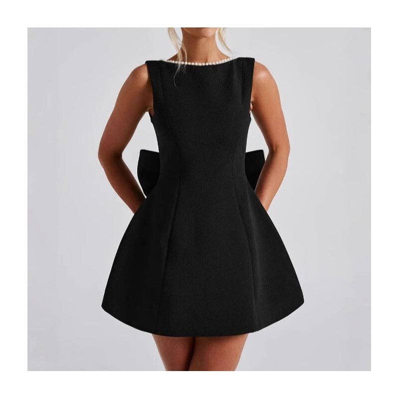 Sheer Trend - Pearl Butterfly Bow Bodycon Mini Dress