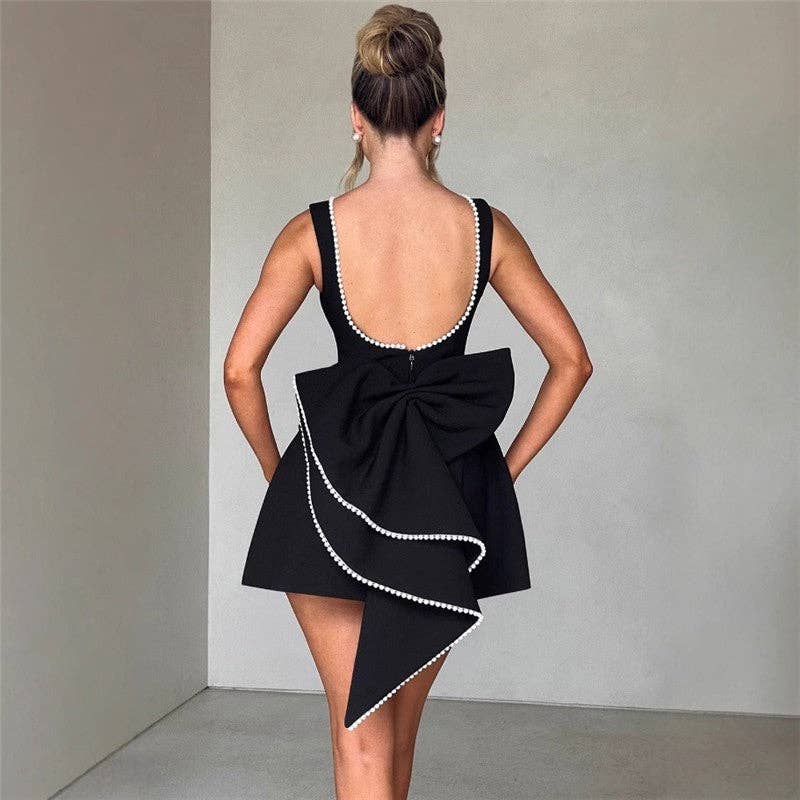 Sheer Trend - Pearl Butterfly Bow Bodycon Mini Dress