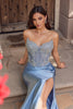 Stone corset bodice gown with side slit